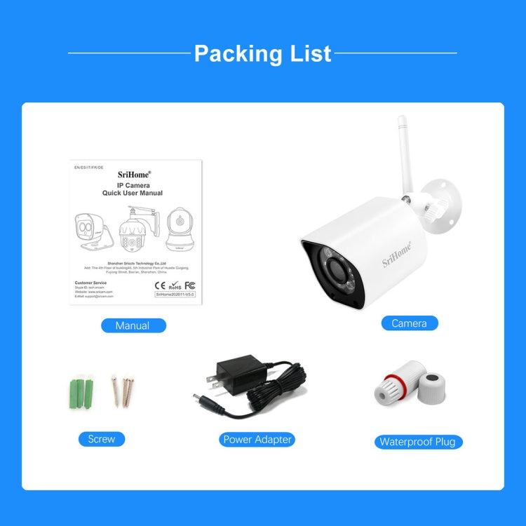 SriHome SH034 5.0MP Mini Dual 2.4 / 5G WiFi Outdoor Waterproof Video Surveillance Color Night Vision Security CCTV Cam SriHome SH034 5.0MP Mini Dual 2.4 / 5G WiFi Outdoor Waterproof Video Surveillance Color Night Vision Security CCTV Cam